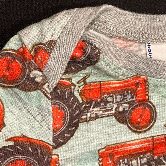 ~ 6mo Tractor Onesie Organic Little Wings Farm Farmer Stretch Baby Short Sleeves - Picture 1 of 13